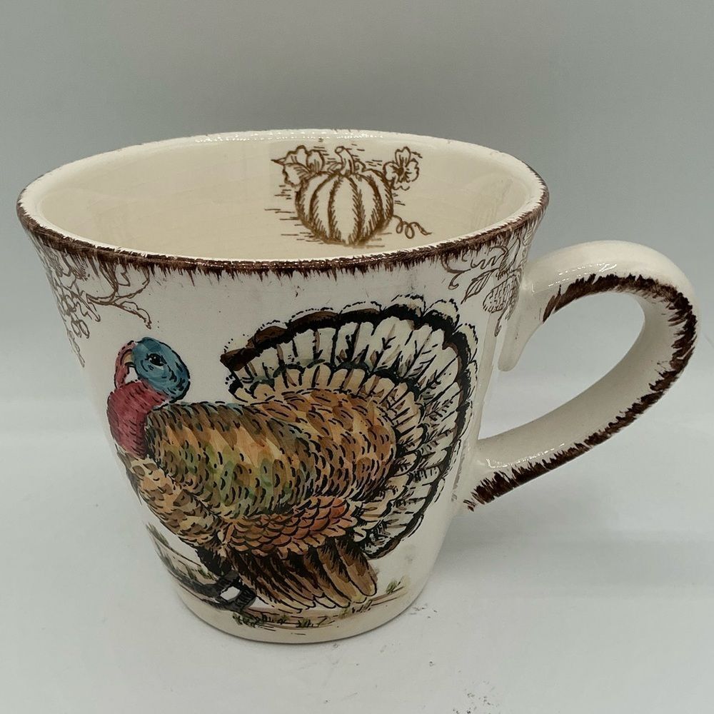 Maxcera Watercolor Turkey Toile large Mug Handcrafted in Chinia